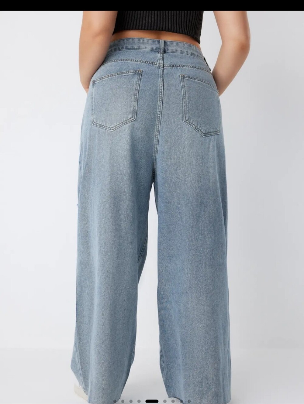 Cider Wide Leg High-Rise Distressed Jeans - Light Blue Sixe 4XL New - Picture 6 of 13